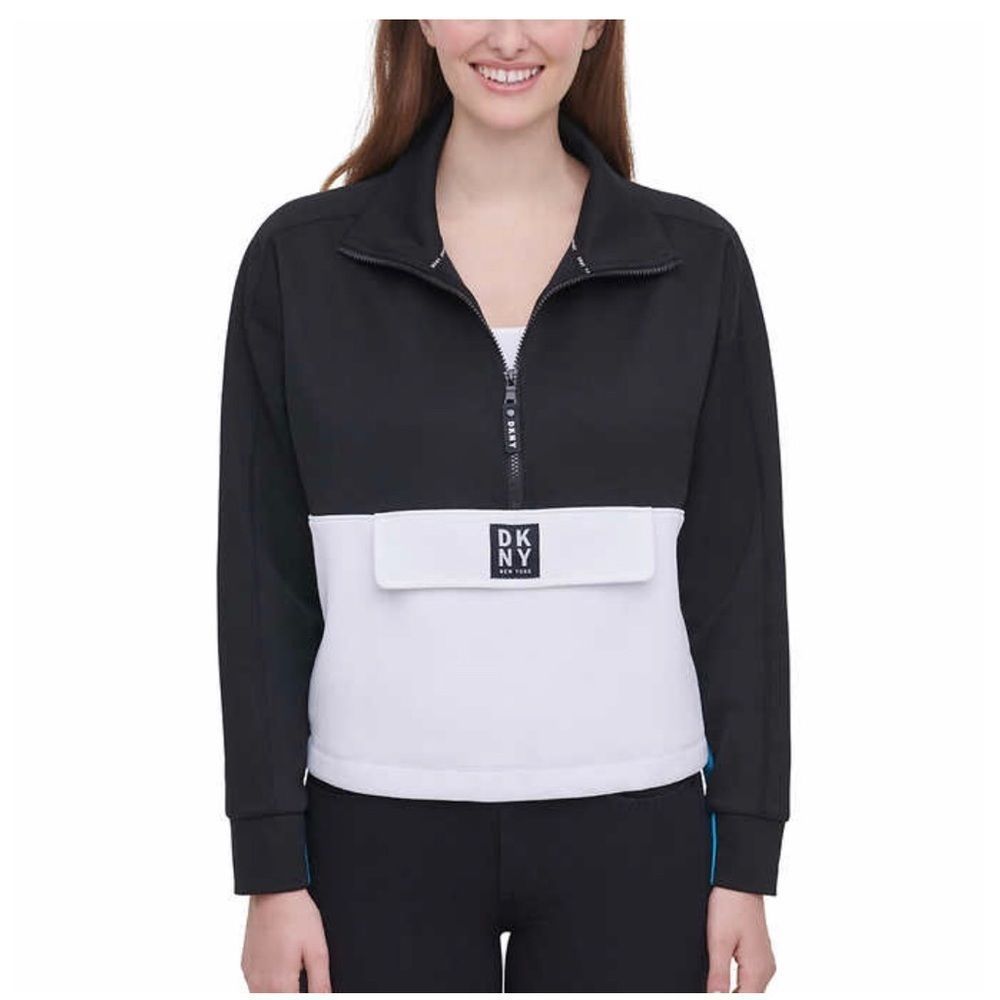 DKNY Sport Pullover 1/2 Zip Sweater Black